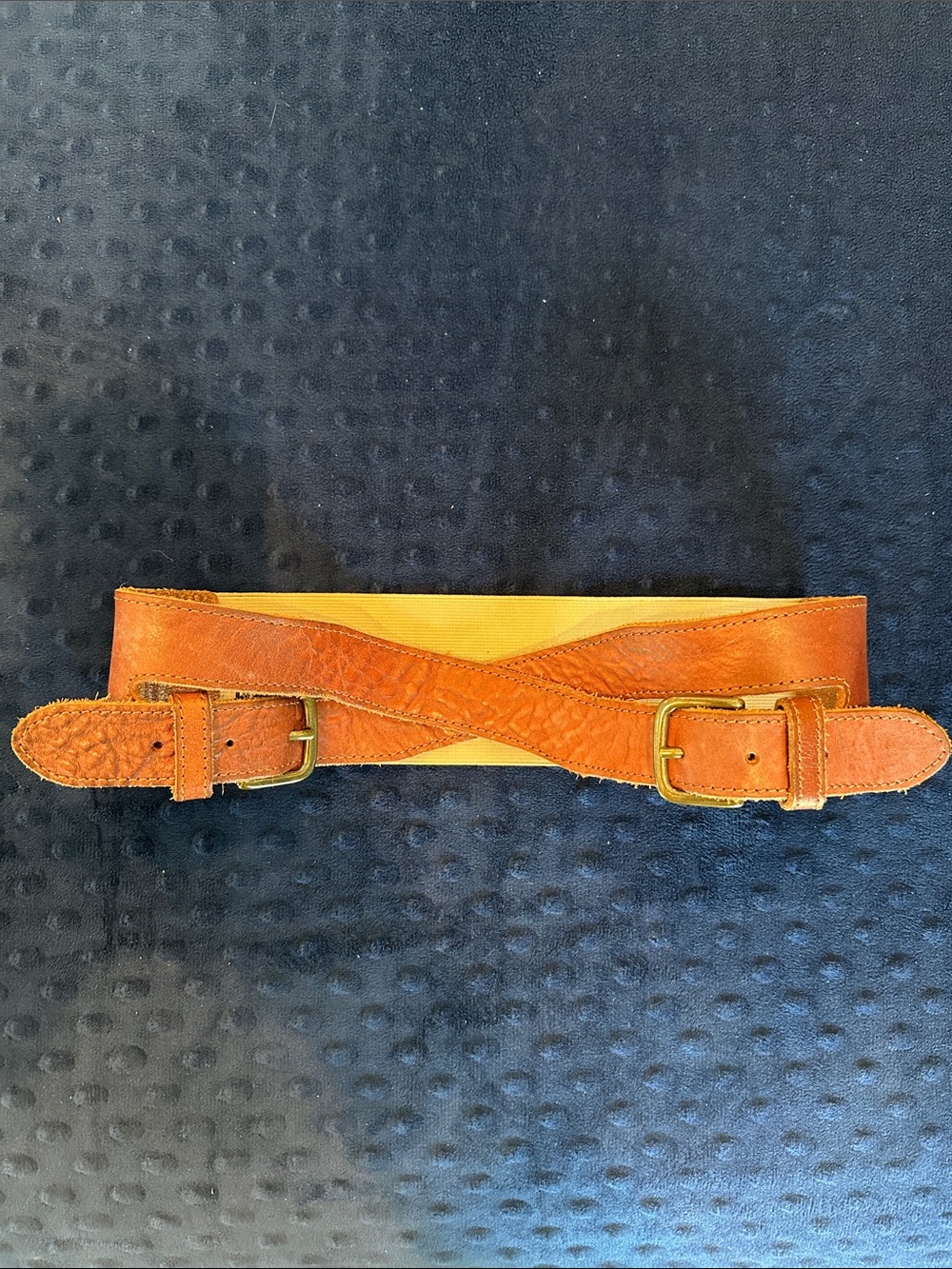 Tan Leather Double-Buckle Waist Belt